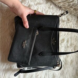 kate spade Black Glitter Tote with Detachable Pouch
